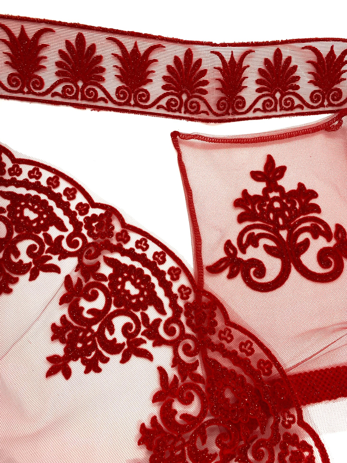 Duvak yüz örtüsü simli takım Kırmızı