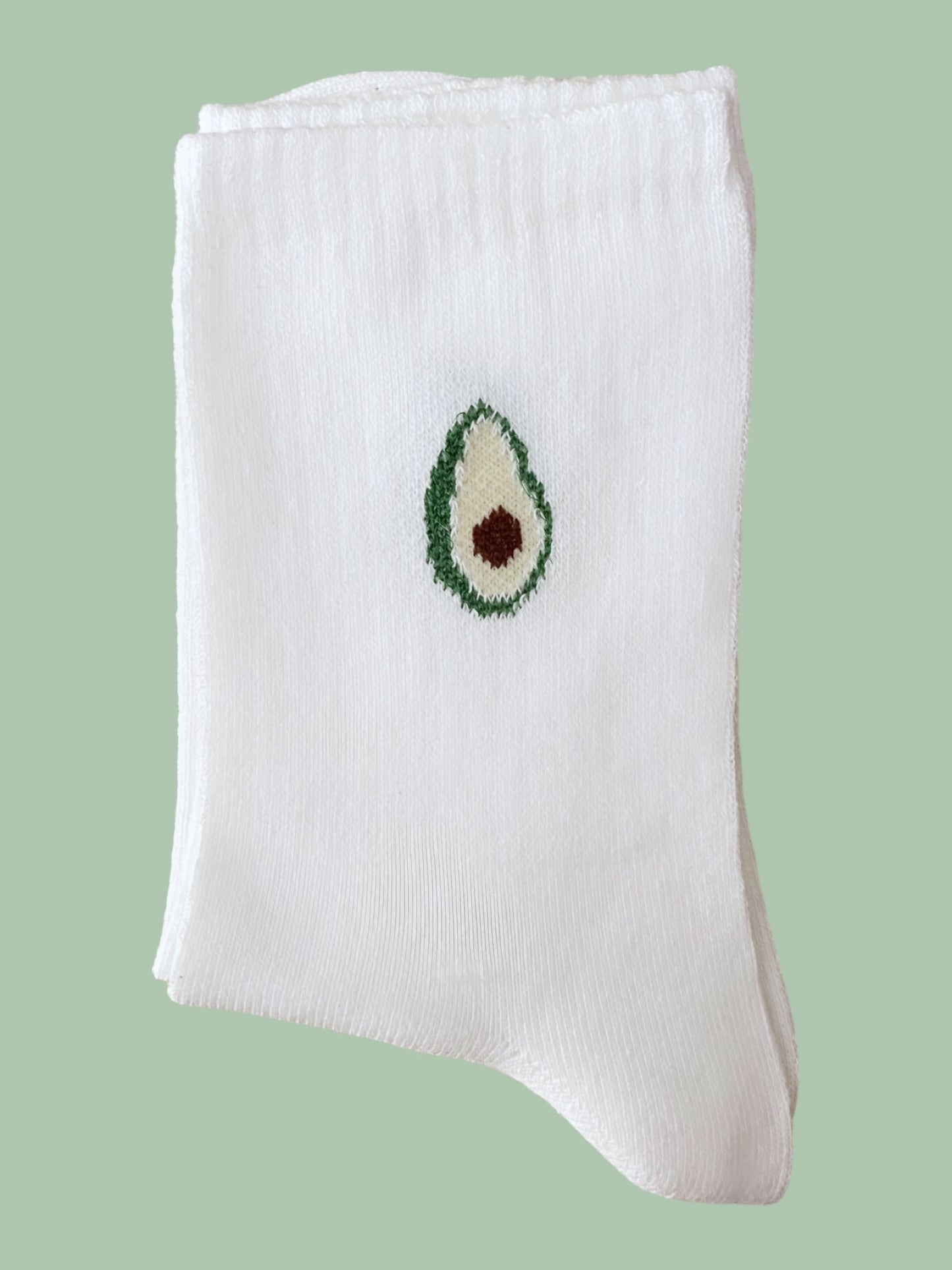 Avokado Motifli Unisex Beyaz Çorap