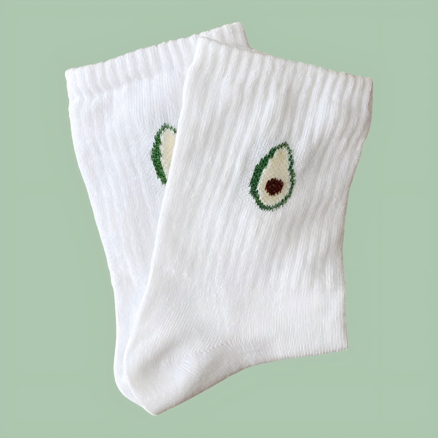 Avokado Motifli Unisex Beyaz Çorap